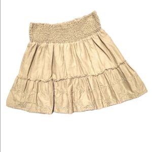 GUESS VINTAGE TIERED MINI SKIRT EMBROIDERED FLARE HEM CASUAL KHAKI SIZE 3